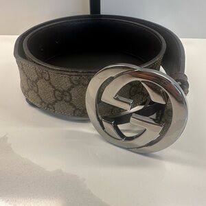 Gucci Brown Belt with Silver Logo Buckle